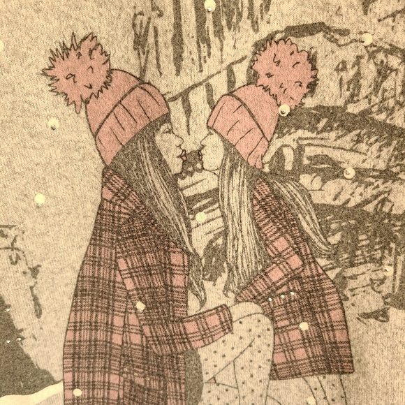 🦩3/$30 Mesh and Lace Gray Holiday Sweater - Picture 3 of 4